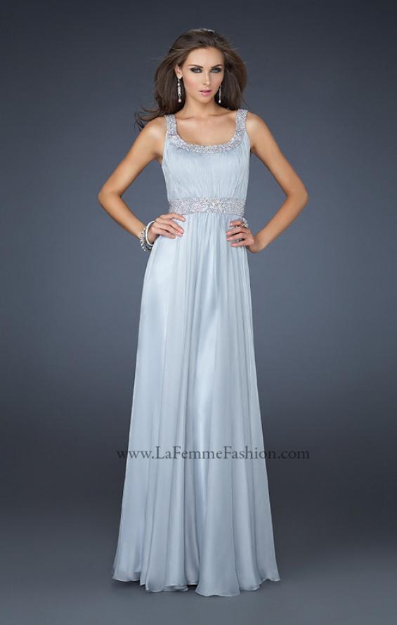 Picture of: Long Prom Dress with Pleated Bust and Scoop Neck in Blue, Style: 17473, Main Picture