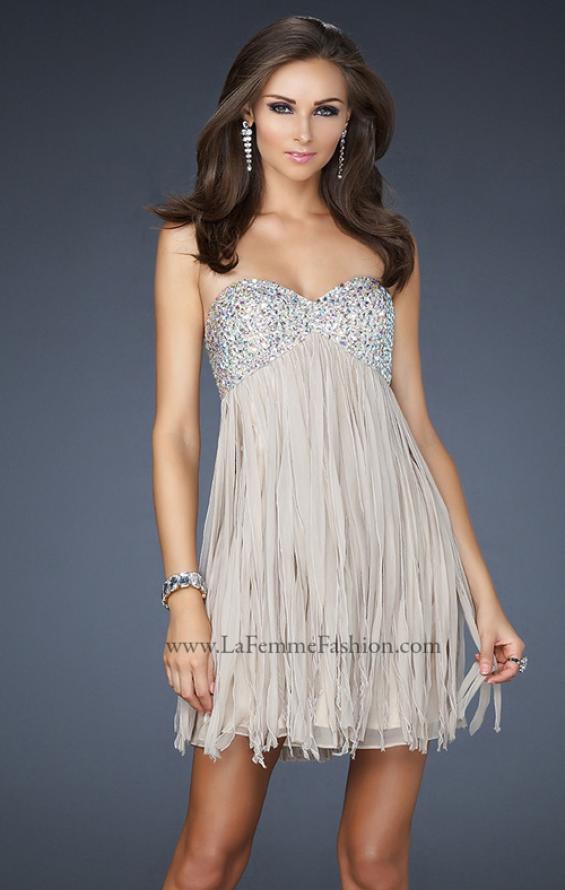 Picture of: Strapless Prom Dress with Layered Chiffon Effect in Nude, Style: 17492, Main Picture