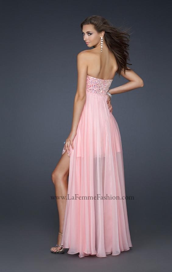 Picture of: Long Strapless Prom Gown with Beaded Bust in Pink, Style: 17502, Back Picture
