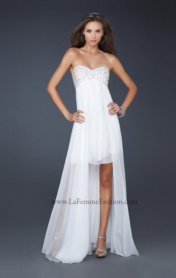 Picture of: Long Strapless Prom Gown with Beaded Bust in White, Style: 17502, Detail Picture 1