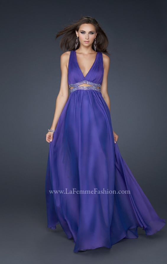 Picture of: Deep V Neck Chiffon Prom Dress with Pleating in Purple, Style: 17503, Main Picture