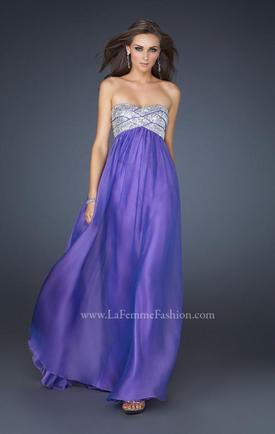 Picture of: Strapless Chiffon Prom Gown with Sequined Bust in Purple, Style: 17513, Main Picture