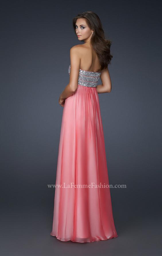 Picture of: Strapless Chiffon Prom Gown with Sequined Bust in Pink, Style: 17513, Back Picture
