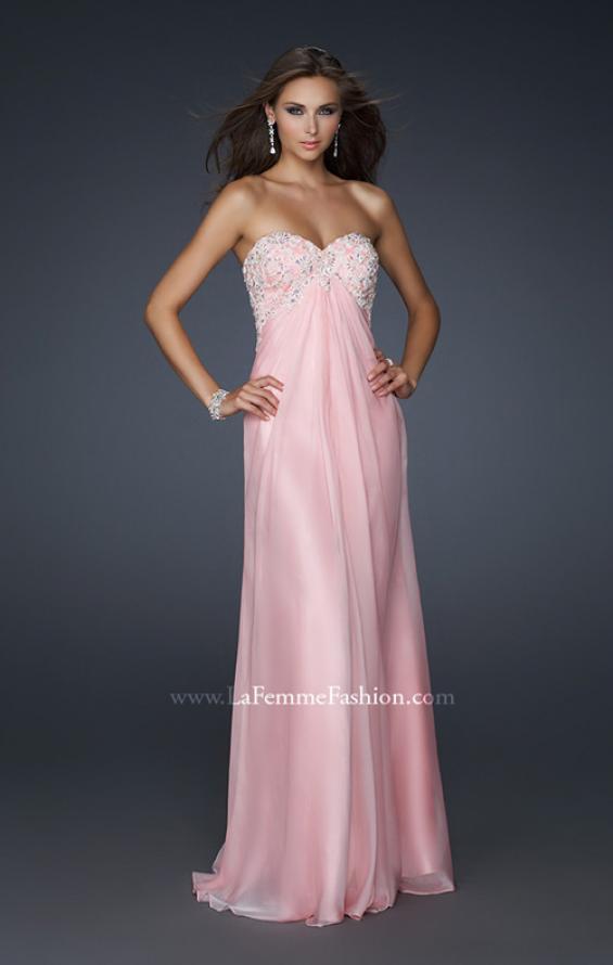 Picture of: Long Strapless Prom Gown with a Beaded Bust in Pink, Style: 17516, Main Picture
