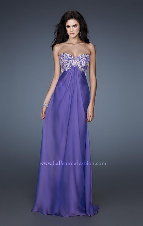Picture of: Long Strapless Prom Gown with a Beaded Bust in Purple, Style: 17516, Detail Picture 1
