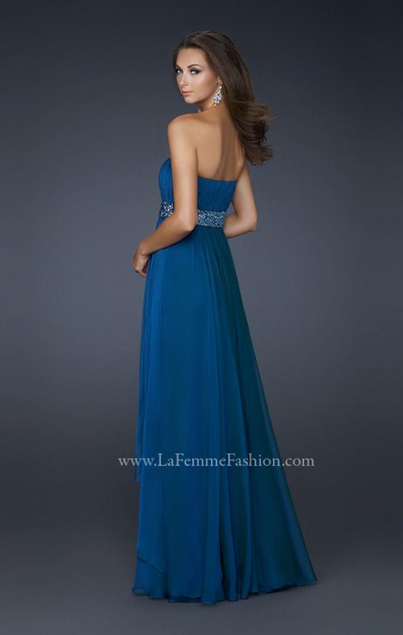 Picture of: Strapless Layered Chiffon Prom Gown with Pleated Bust in Blue, Style: 17523, Back Picture