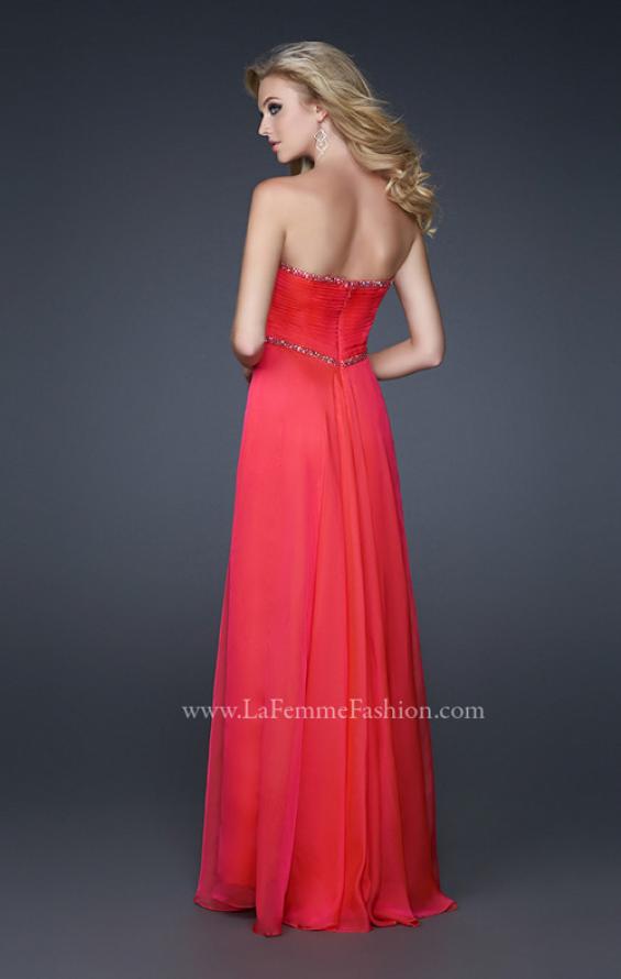Picture of: Elegant Chiffon Gown with Pleating and Beading in Pink, Style: 17527, Back Picture