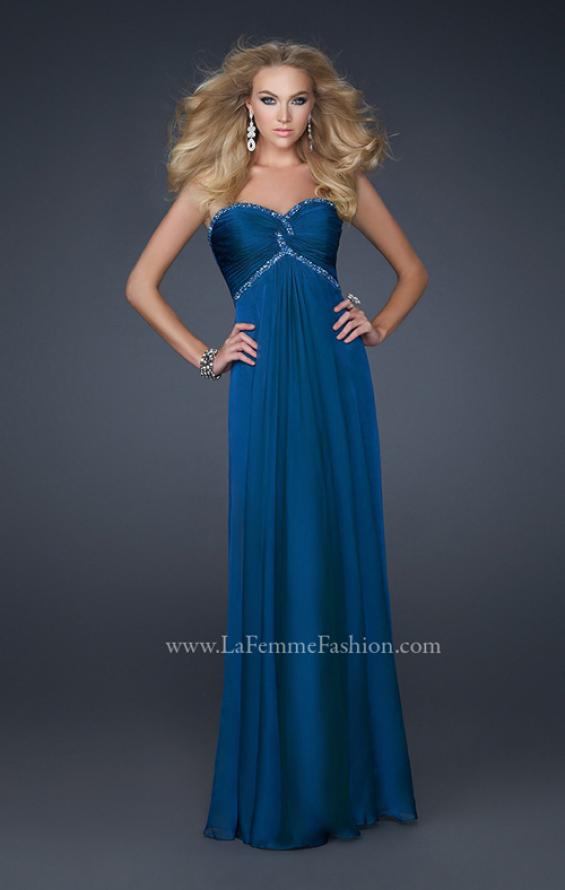 Picture of: Elegant Chiffon Gown with Pleating and Beading in Blue, Style: 17527, Detail Picture 2