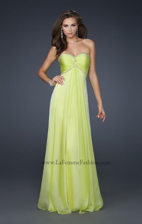 Picture of: Elegant Chiffon Gown with Pleating and Beading in Green, Style: 17527, Detail Picture 3