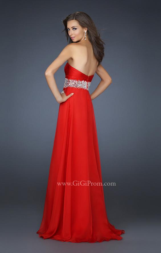 Picture of: Sweetheart Neck Long Gown with Intricate Beading in Red, Style: 17602, Back Picture