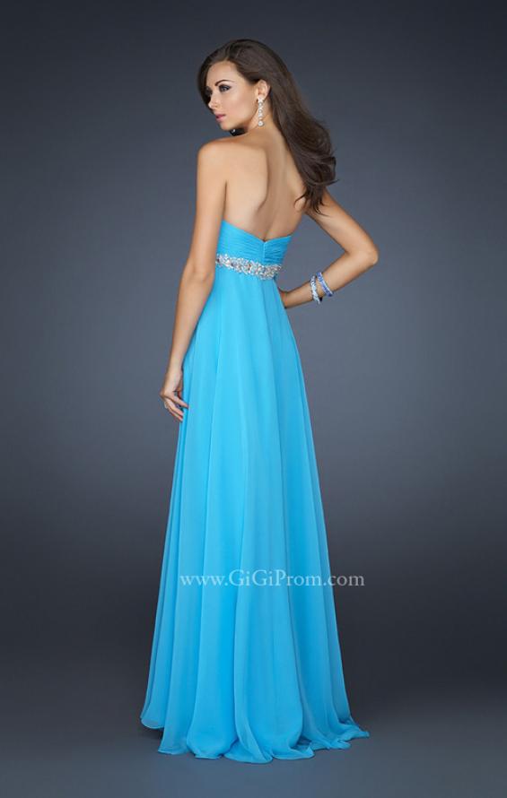 Picture of: Sweetheart Neckline Long Dress with Beading and Slit in Blue, Style: 17618, Back Picture