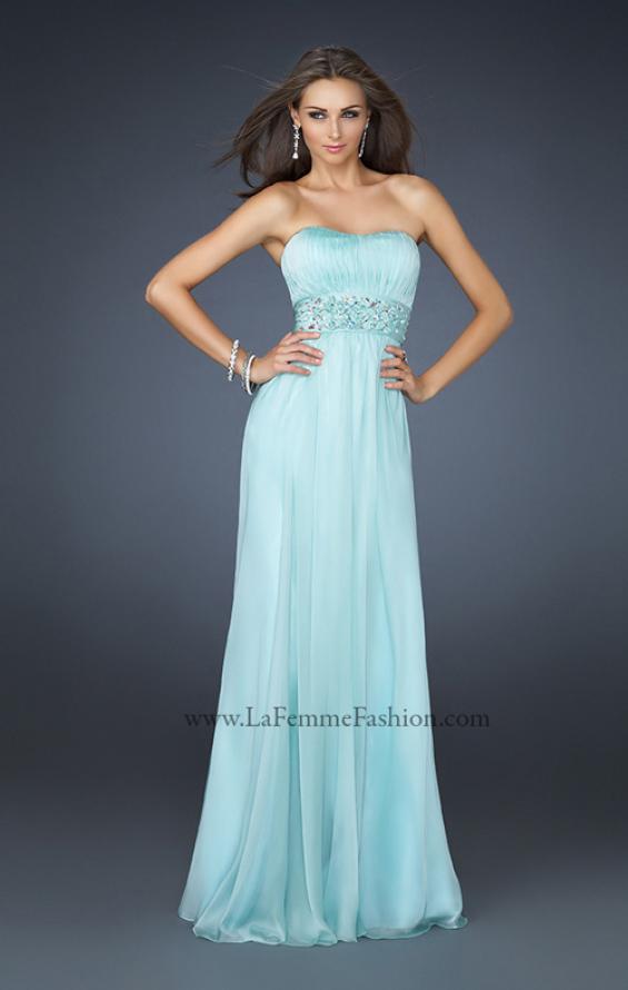 Picture of: Full Length Strapless Dress with Embellished Waistband in Blue, Style: 17623, Main Picture