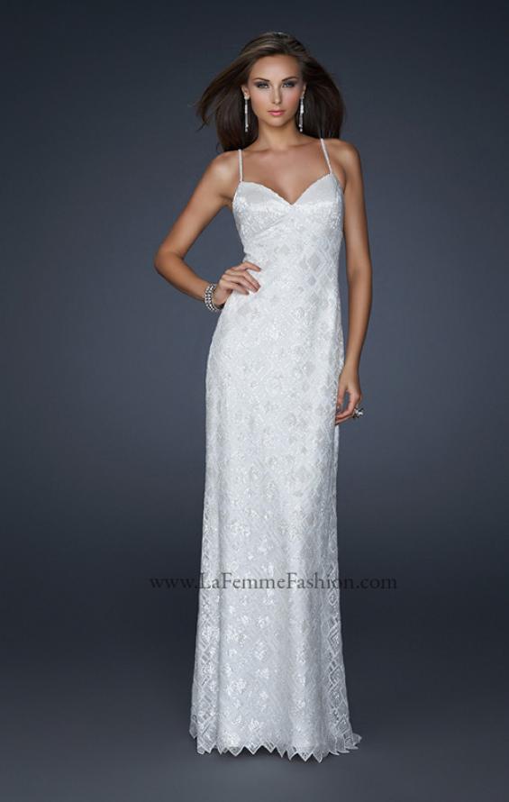 Picture of: Spaghetti Strap Embellished Lace Long Prom Dress in White, Style: 17699, Main Picture