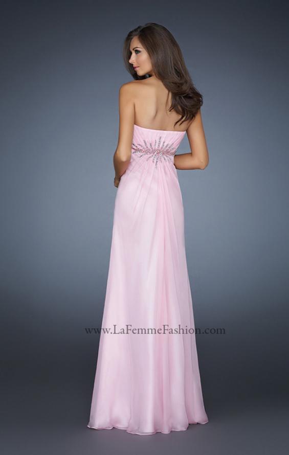 Picture of: Chiffon Empire Waist Prom Dress with Beads and Slit in Pink, Style: 17712, Back Picture