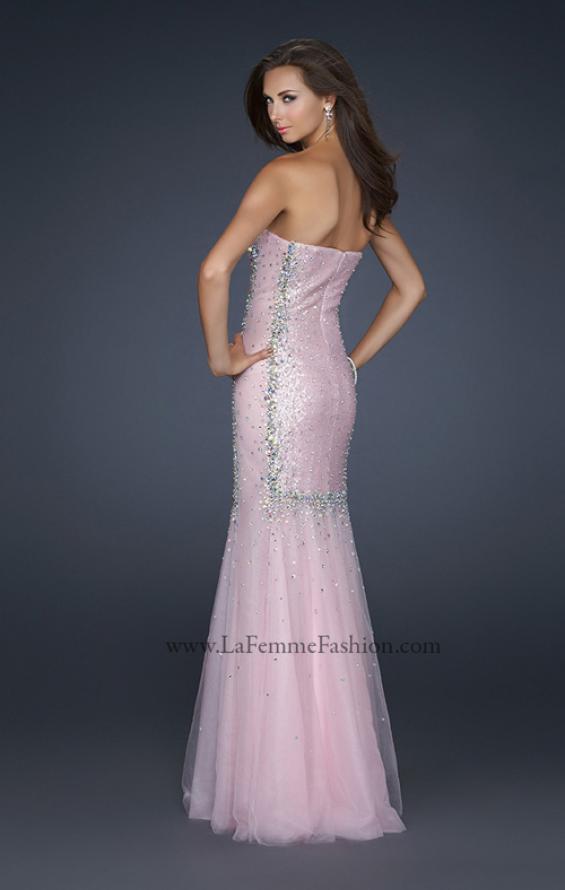 Picture of: Long Mermaid Prom Dress with Beading in Pink, Style: 17729, Back Picture