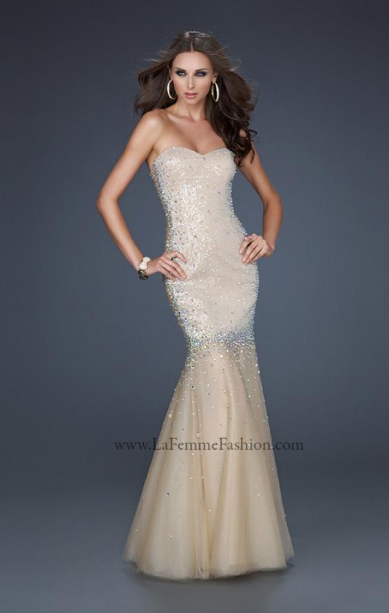 Picture of: Long Mermaid Prom Dress with Beading in Nude, Style: 17729, Detail Picture 1