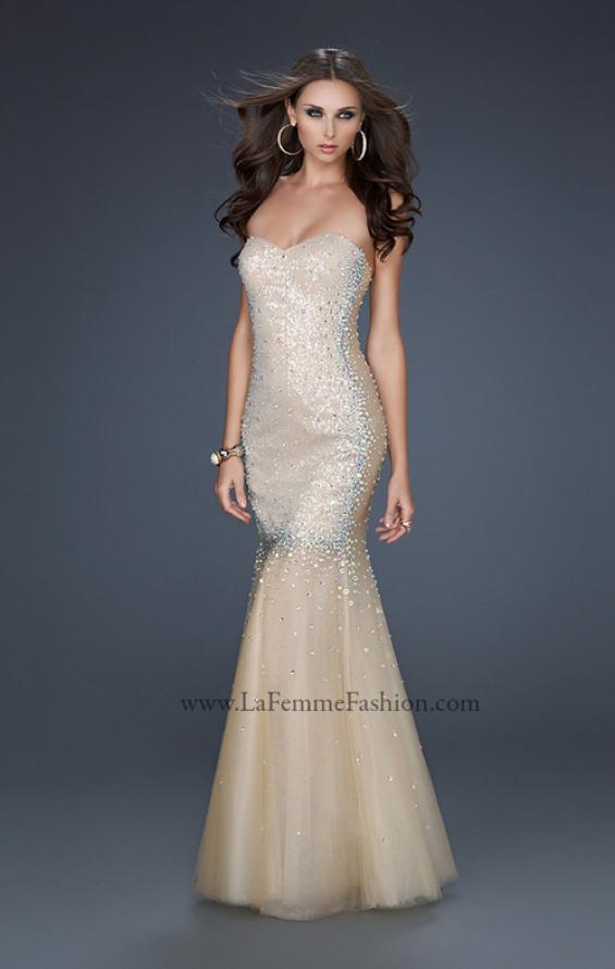 Picture of: Long Mermaid Prom Dress with Beading in Nude, Style: 17729, Detail Picture 2
