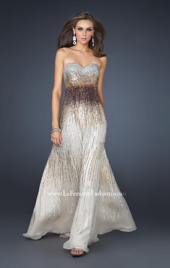 Picture of: Sequined Sweetheart Neckline Gown with Beading in Brown, Style: 17765, Main Picture