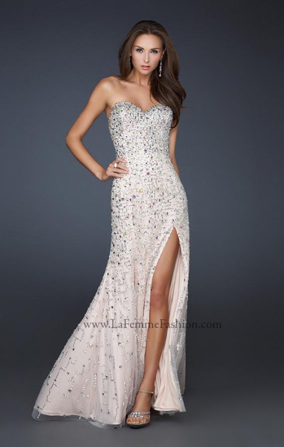 Picture of: Full Length Strapless Sweetheart Gown with Hand Beading in Nude, Style: 17975, Detail Picture 1