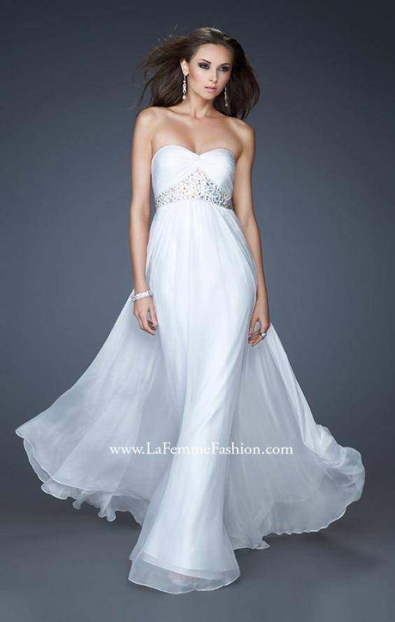 Picture of: Flowing Strapless Gown with Knotted Detail and Jewels in White, Style: 18172, Main Picture
