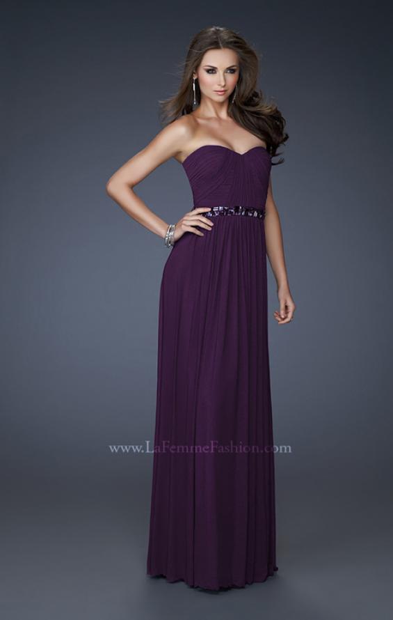 Picture of: Chic Net Prom Dress with Belted Empire Waist in Purple, Style: 18257, Main Picture