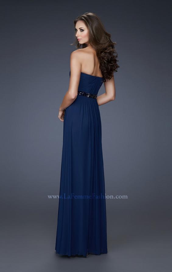 Picture of: Chic Net Prom Dress with Belted Empire Waist in Blue, Style: 18257, Back Picture
