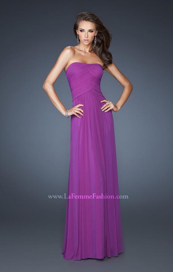 Picture of: Strapless Net Gown with Strappy Back and Rhinestones in Purple, Style: 18277, Main Picture