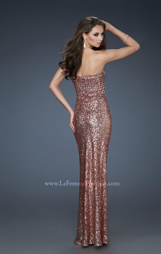 Picture of: Sequined Prom Gown with Sweetheart Neckline in Brown, Style: 18278, Back Picture