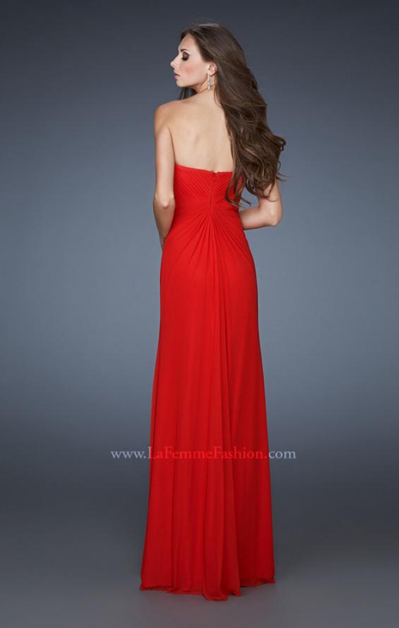 Picture of: Pleated Net Prom Gown with Rhinestone Bodice in Red, Style: 18331, Back Picture