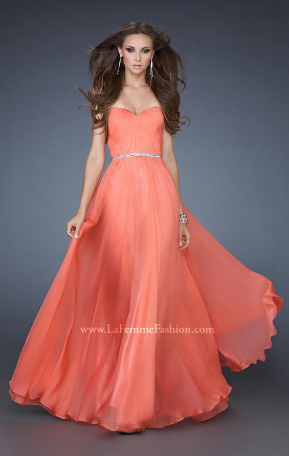 Picture of: Simple Strapless Chiffon Dress with Beaded Waist in Orange, Style: 18332, Main Picture