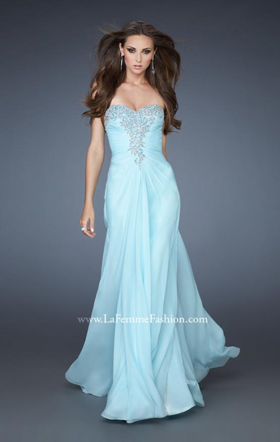 Picture of: Rhinestone Encrusted Dress with Vintage Inspired Pattern in Blue, Style: 18347, Main Picture