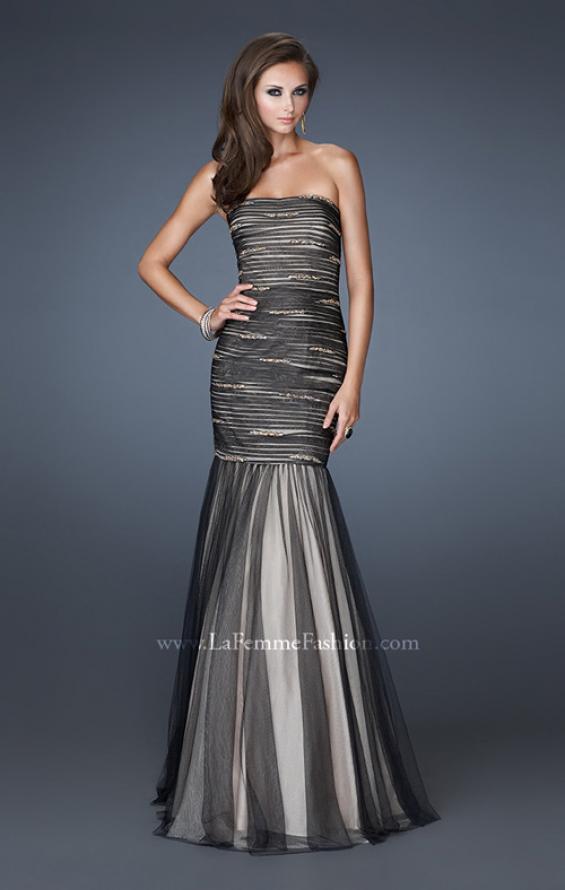 Picture of: Trumpet Style Prom Dress with Rhinestone Bodice in Black, Style: 18372, Main Picture
