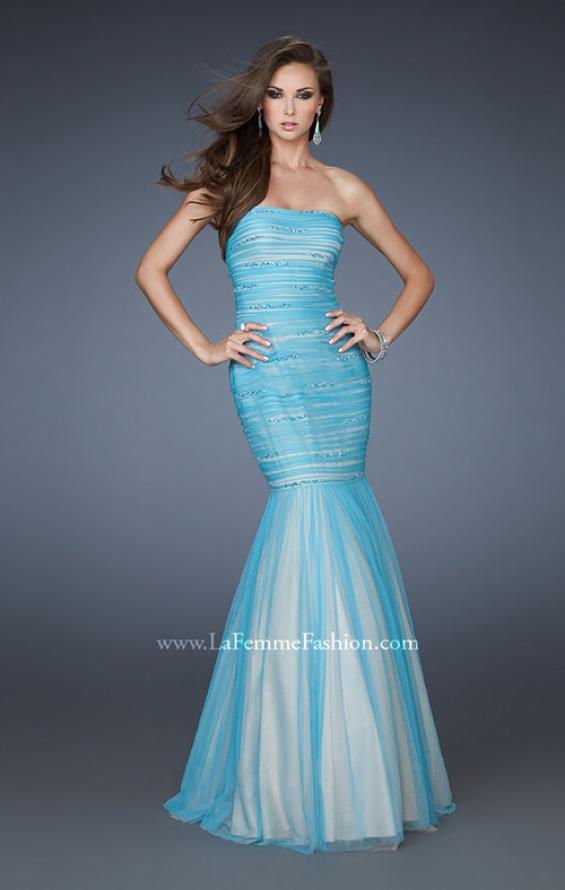 Picture of: Trumpet Style Prom Dress with Rhinestone Bodice in Blue, Style: 18372, Detail Picture 1