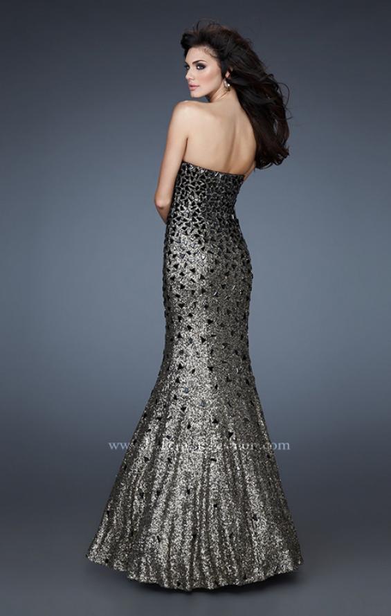 Picture of: Long Sequin Gown with Trumpet Silhouette and Stones in Black, Style: 18382, Back Picture