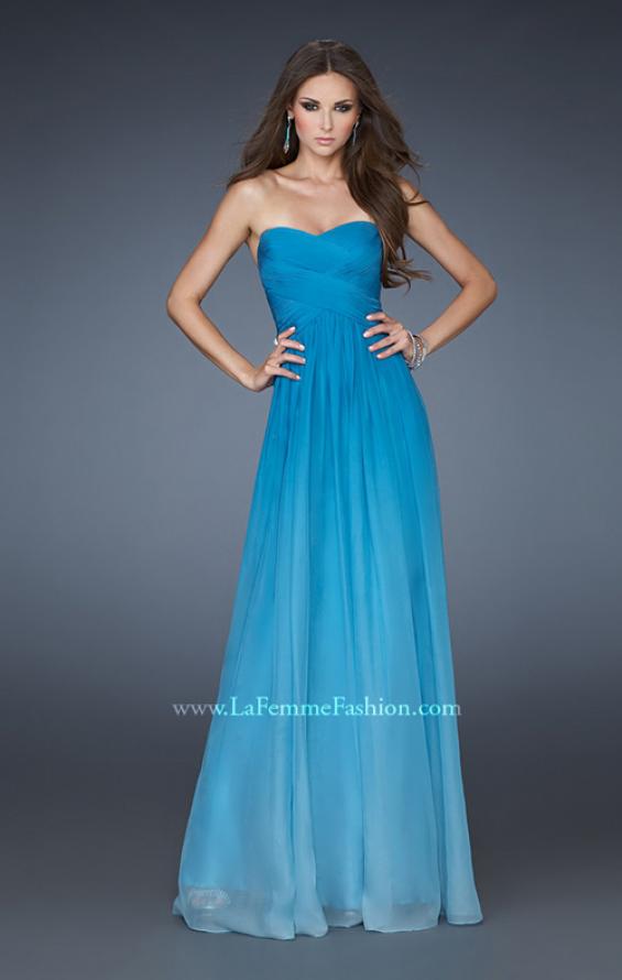 Picture of: Chiffon Prom Dress with Back Bow Detailing in Blue, Style: 18415, Main Picture