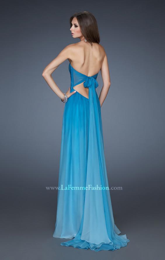 Picture of: Chiffon Prom Dress with Back Bow Detailing in Blue, Style: 18415, Back Picture