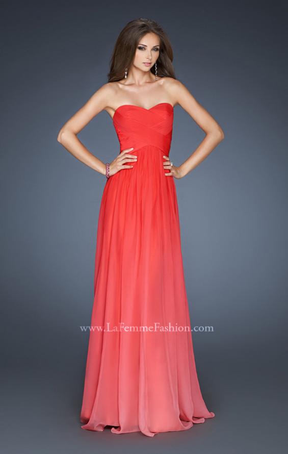 Picture of: Chiffon Prom Dress with Back Bow Detailing in Orange, Style: 18415, Detail Picture 1