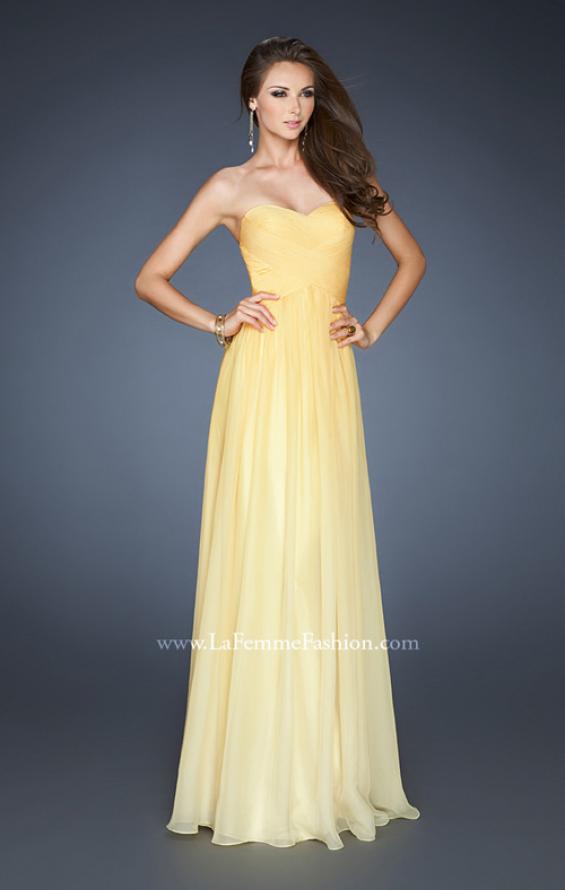 Picture of: Chiffon Prom Dress with Back Bow Detailing in Yellow, Style: 18415, Detail Picture 2