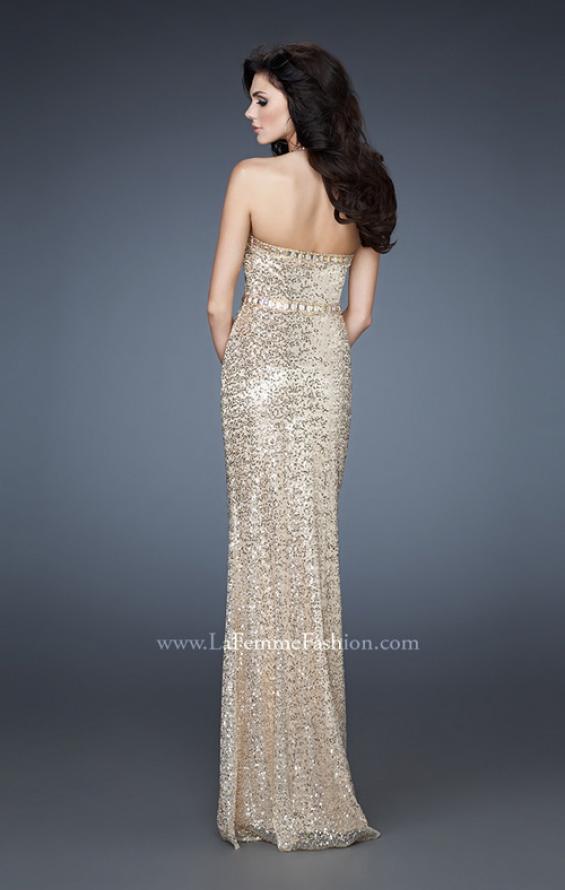 Picture of: Elegant Halter Top Sequined Long Prom Dress in Gold, Style: 18446, Back Picture