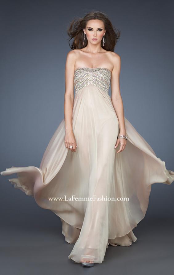 Picture of: Empire Waist Chiffon Prom Dress with Sequins and Beads in Nude, Style: 18447, Main Picture