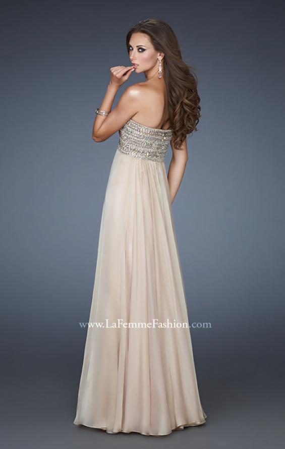 Picture of: Empire Waist Chiffon Prom Dress with Sequins and Beads in Nude, Style: 18447, Back Picture
