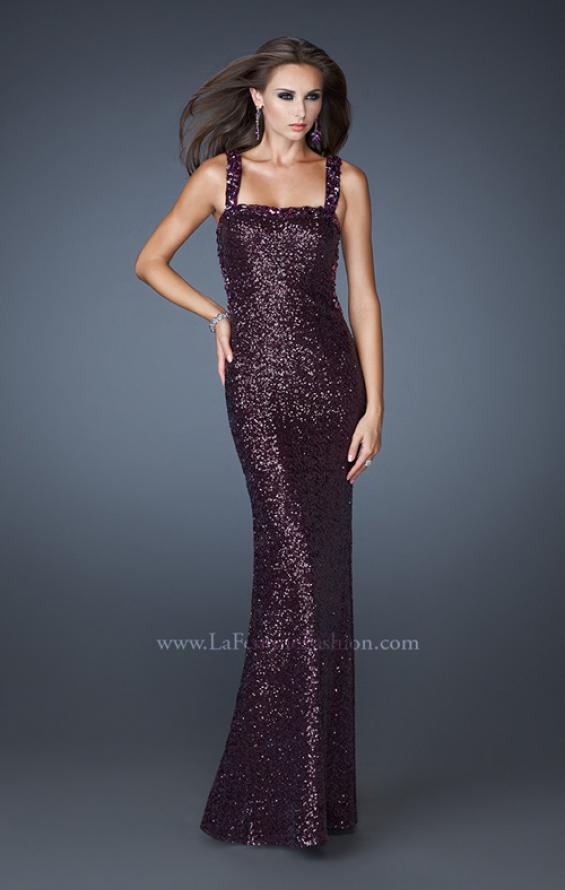 Picture of: Sequin Prom Dress with Rhinestone Accented Bodice in Purple, Style: 18450, Detail Picture 2