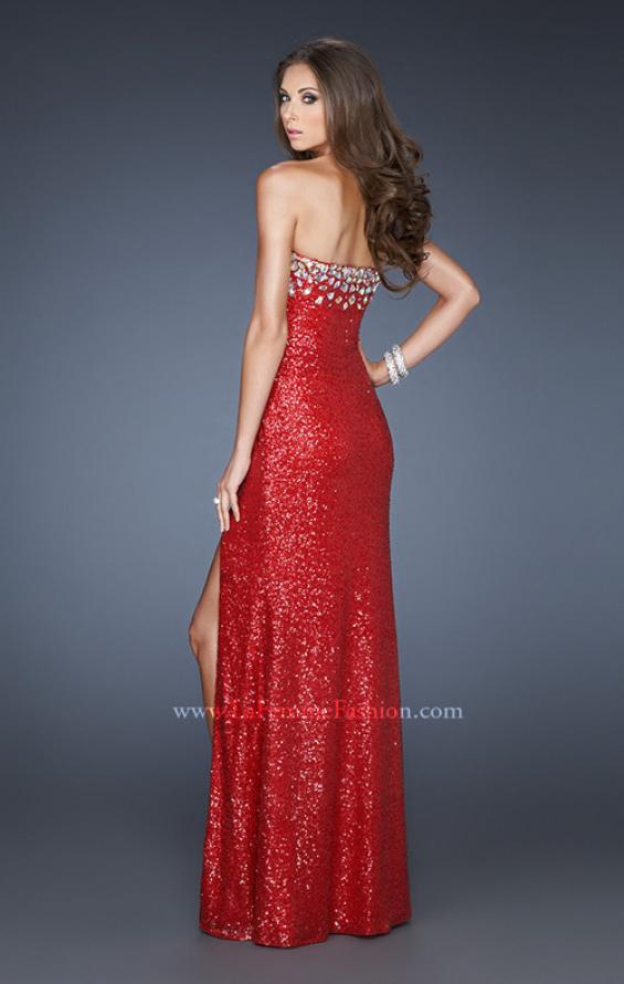 Picture of: Sexy Sequin Dress with Slit and Plunging Neckline in Red, Style: 18456, Back Picture