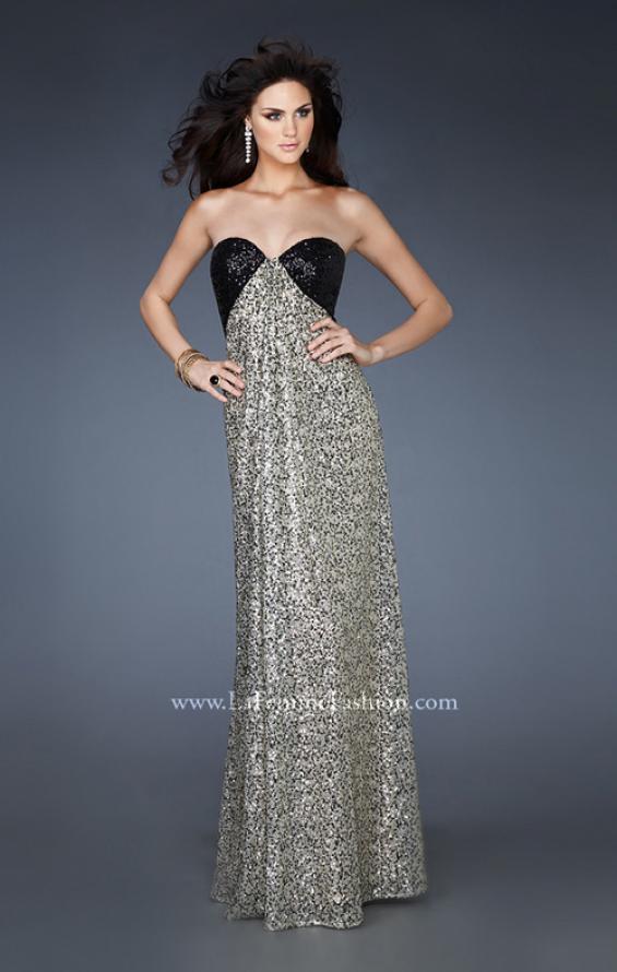 Picture of: Empire Waist Gown with Black Sequin Bodice in Gold, Style: 18491, Main Picture