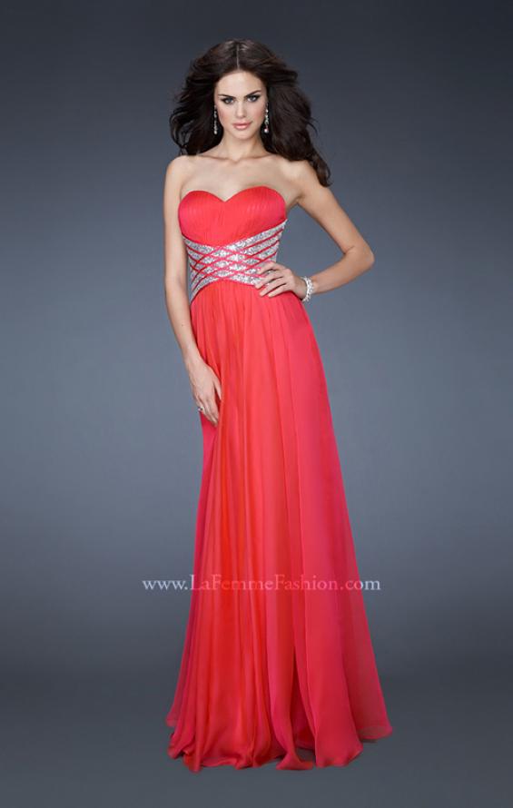 Picture of: Long Sweetheart Chiffon Gown with Sequin Detail in Pink, Style: 18530, Main Picture