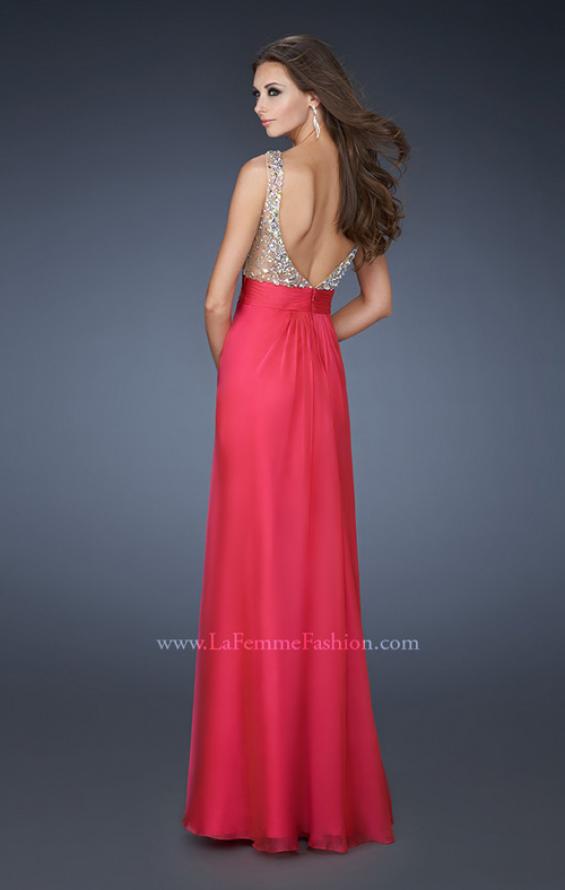 Picture of: Illusion Strap Prom Dress with V Back and Rhinestones in Pink, Style: 18541, Back Picture