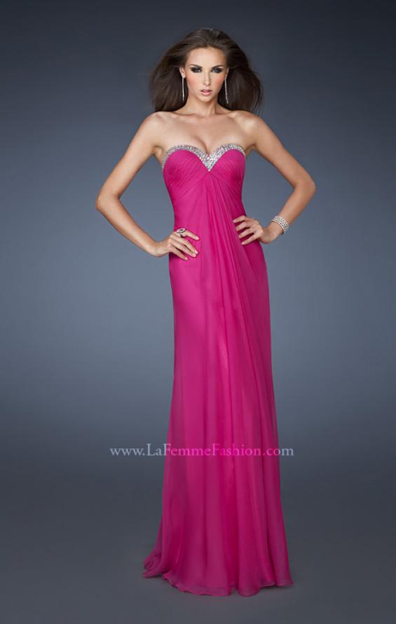 Picture of: Beaded Neckline Long Chiffon Prom Dress in Pink, Style: 18543, Main Picture