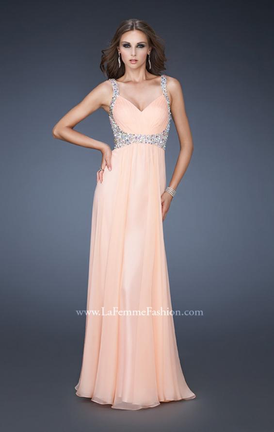 Picture of: V Neckline Sleeveless Prom Dress with Pleating in Orange, Style: 18553, Main Picture
