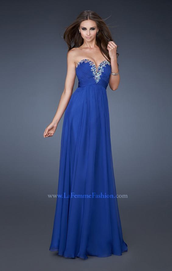 Picture of: Long Chiffon Prom Dress with Center Front Ruching in Blue, Style: 18563, Main Picture