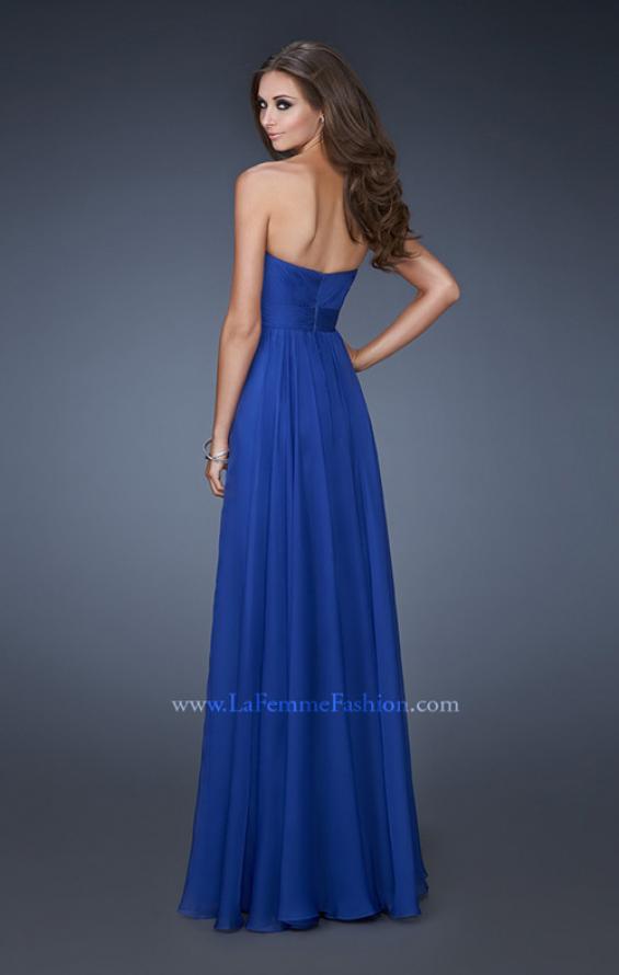 Picture of: Long Chiffon Prom Dress with Center Front Ruching in Blue, Style: 18563, Back Picture